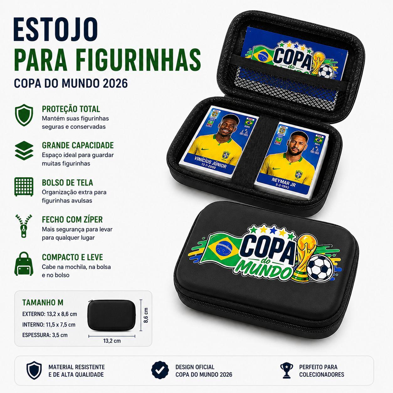 Case Retangular Estojo Organizador EDIÇÃO COPA DO MUNDO | Tamanho M - Preto