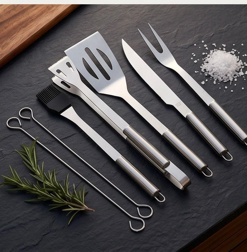 Kit Churrasco 9 Peças em Inox com Estojo