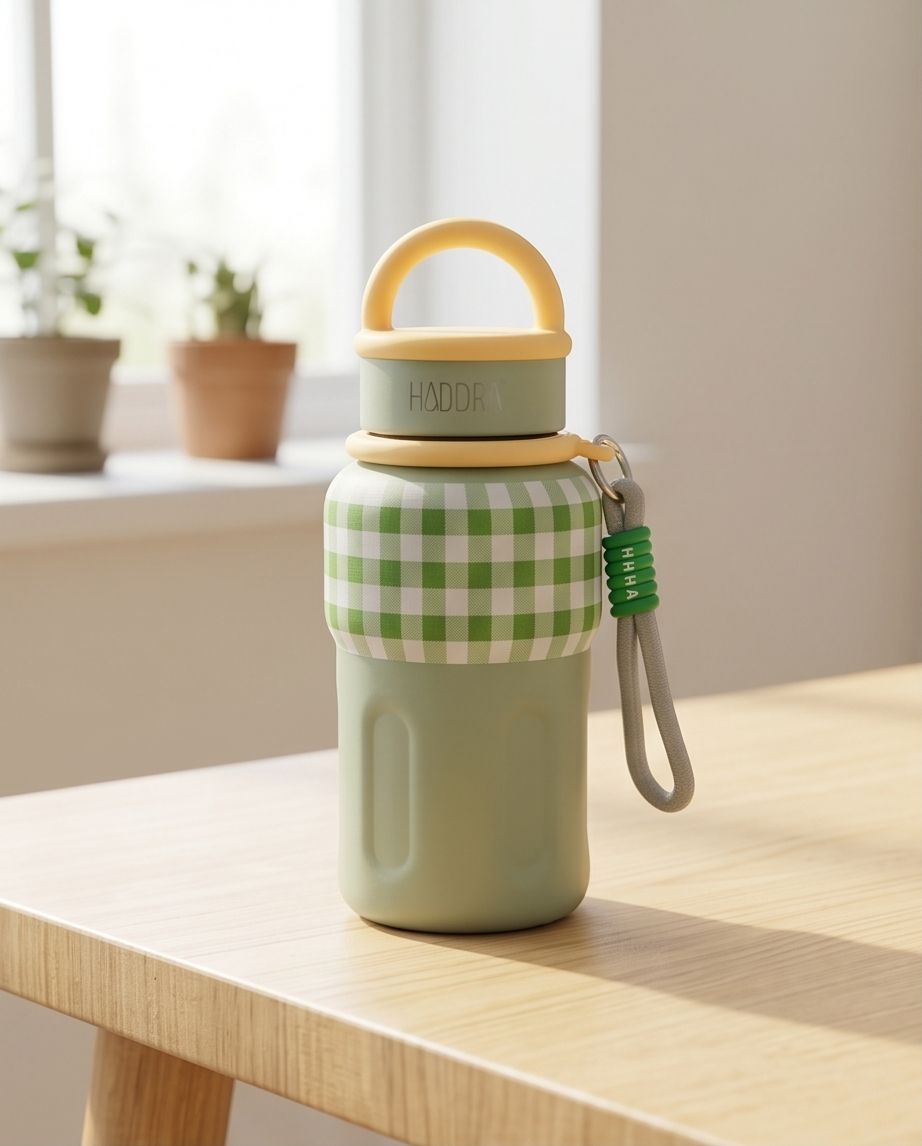 Garrafa Térmica Hiddra EDIÇÃO COPA DO MUNDO - 600ml | Xadrez Verde