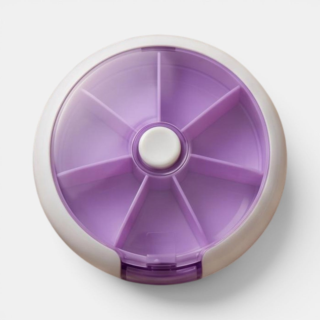 Porta Comprimidos com 7 Compartimentos Giratório | Roxo