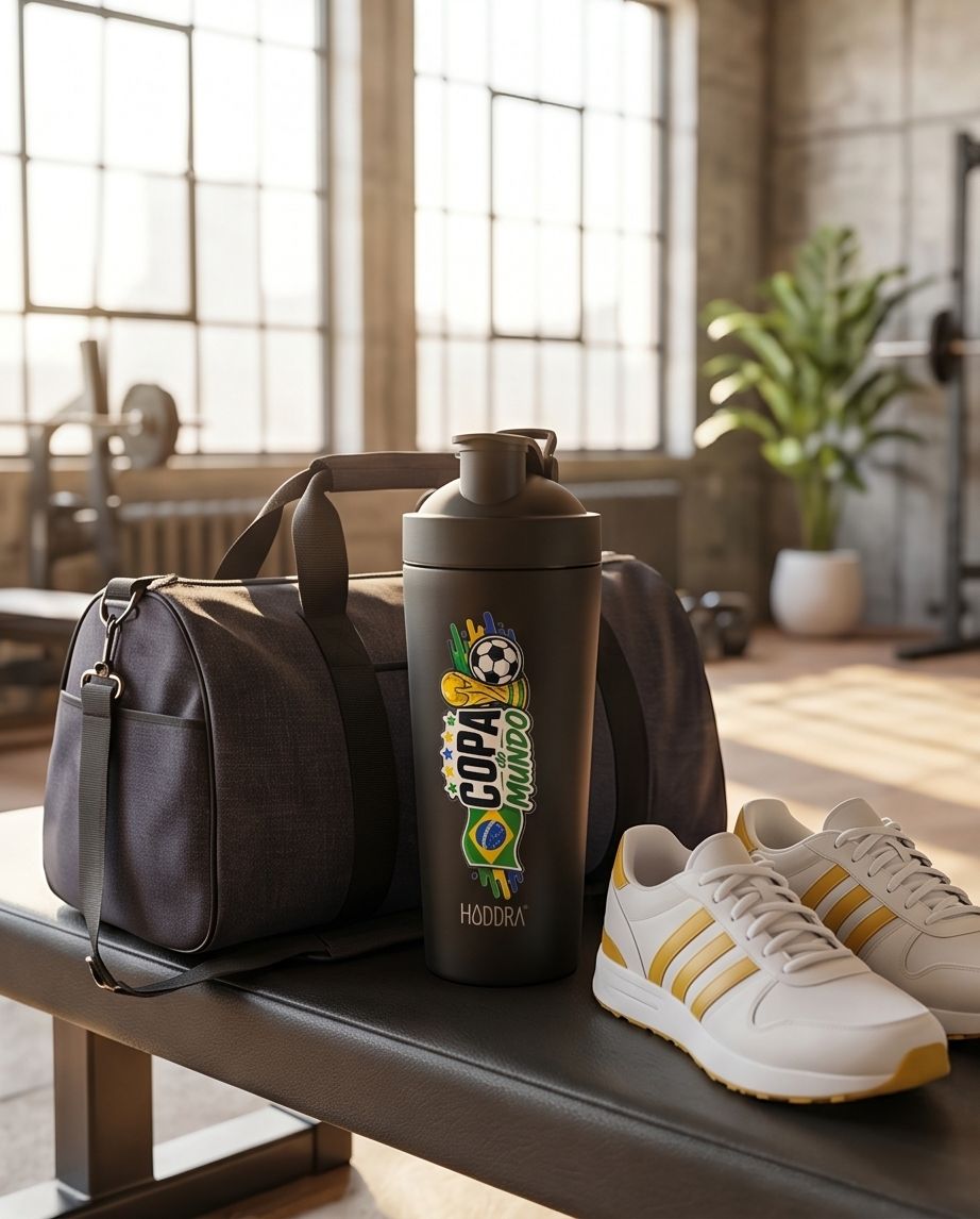 Coqueteleira Térmica com Misturador Hiddra 700ml EDIÇÃO COPA DO MUNDO - Preto