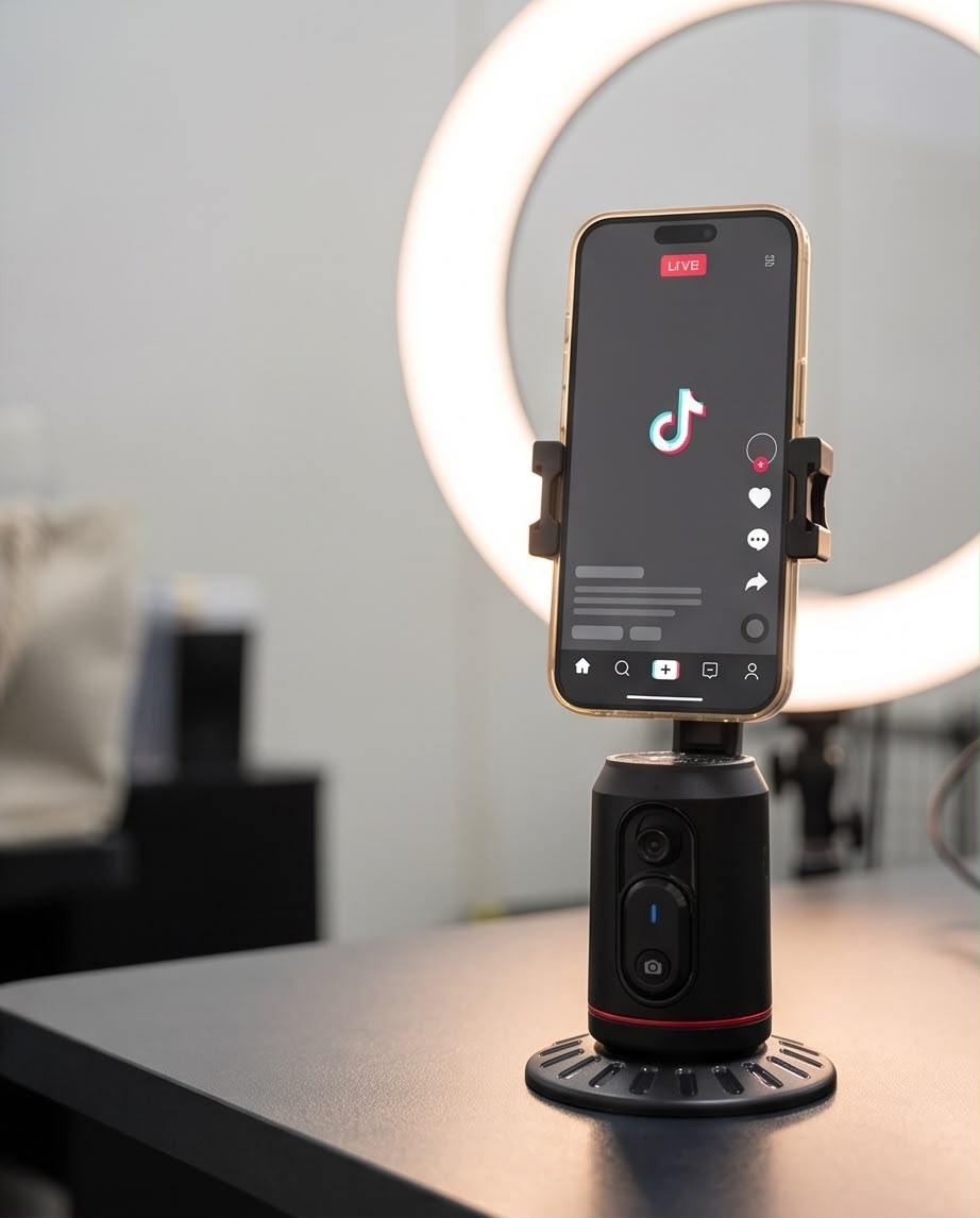 Suporte para Celular Inteligente com Rastreamento Facial e Rotação 360°