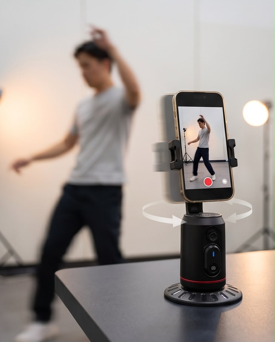 Suporte para Celular Inteligente com Rastreamento Facial e Rotação 360°