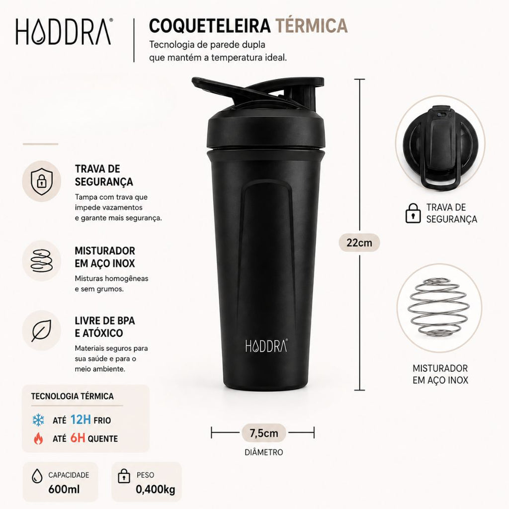 Coqueteleira Térmica Hiddra 600ml - HC610 Vinho