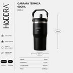 Copo Térmico Hiddra 600ml com Alça e Canudo - Azul Escuro