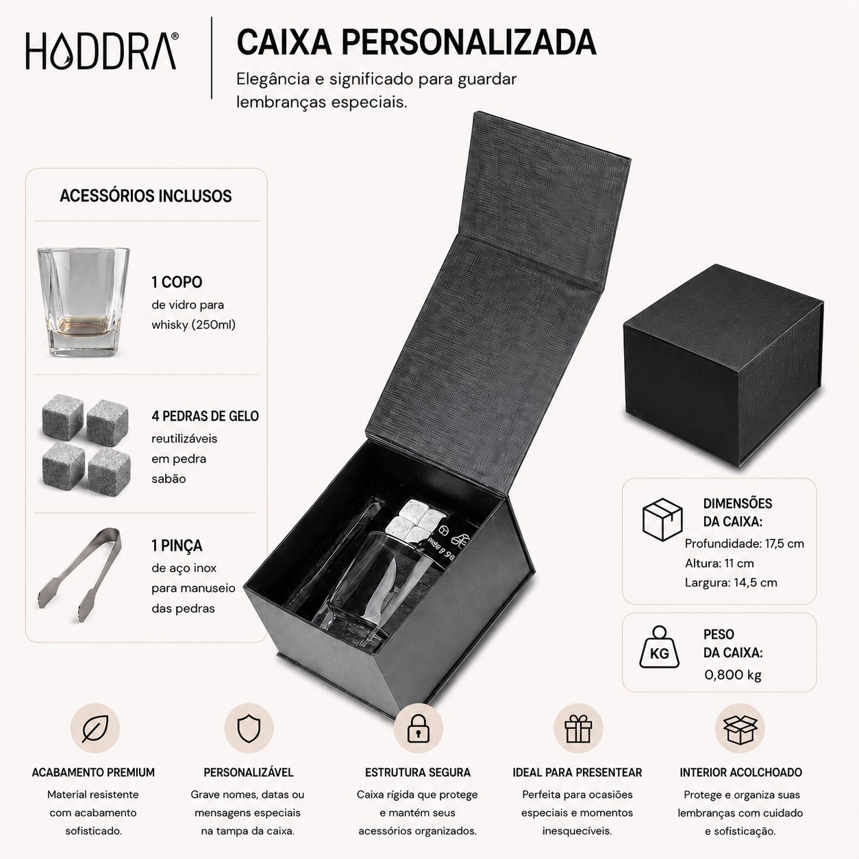 Copo de Vidro Kit Drink 5 Peças para Whisky e Bebidas