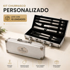 Kit Churrasco 3 Peças Com Maleta de Alumínio | Kit 10 unidades