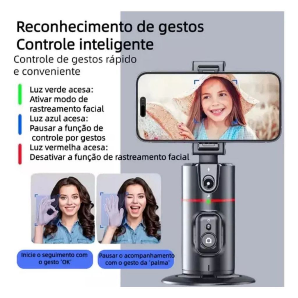 Tripé para Celular Inteligente de 1.60m com Rotação 360° e Rastreamento Facial