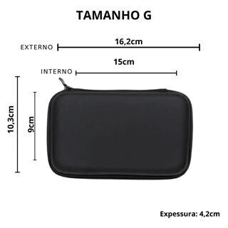 Case Retangular Estojo Organizador | Tamanho G - Preto