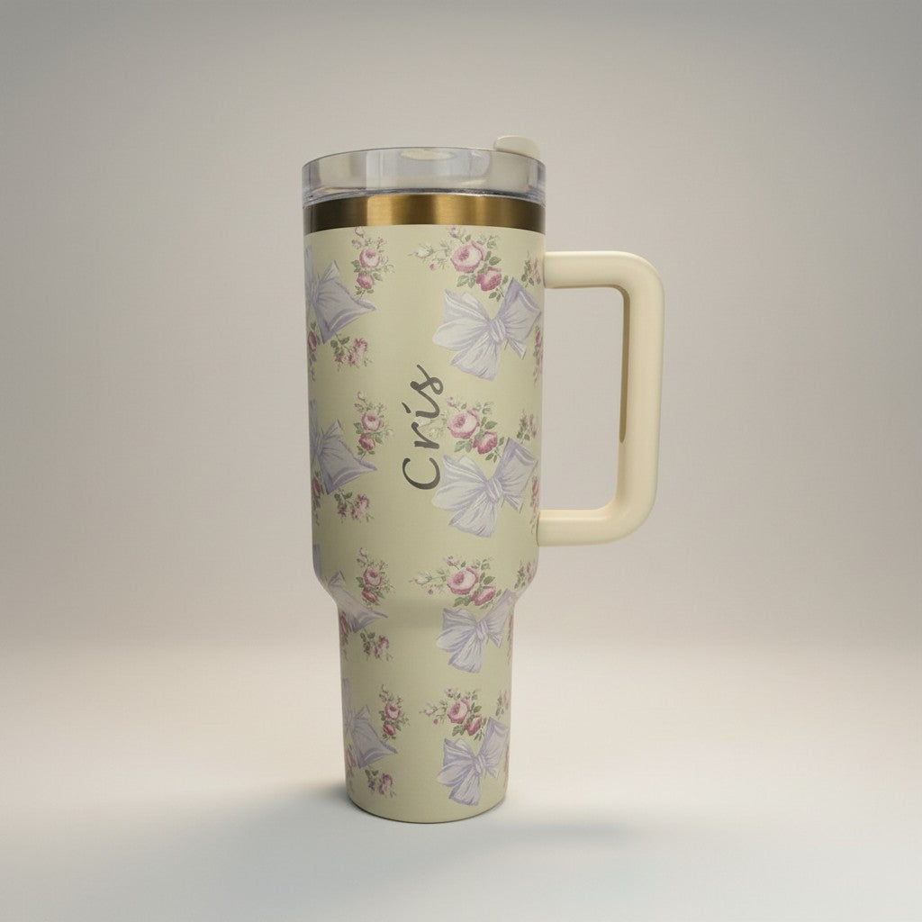 Copo Térmico 1200ml Coleção Jardim Secreto Hiddra - Champanhe