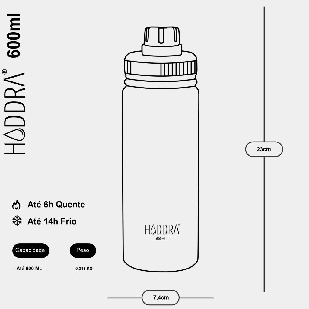 Garrafa Térmica Hiddra Perolada - 600ml Azul Claro