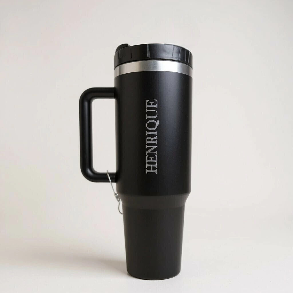 Copo Térmico com Canudo INOX Hiddra 1200ml - Preto