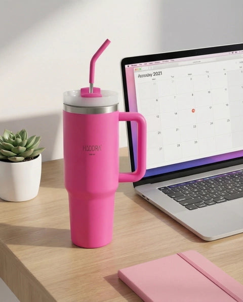 Copo Térmico com Canudo INOX Hiddra 1200ml - Pink