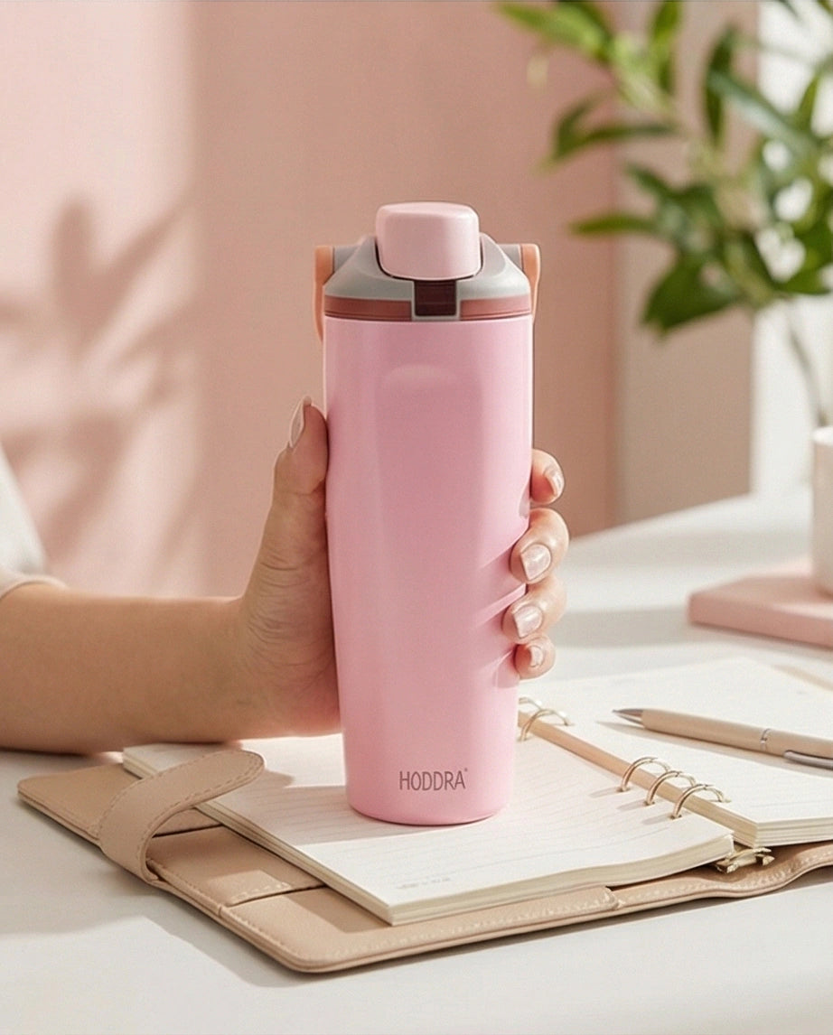 Garrafa Térmica 900ml com Alça e Tampa Antivazamento - H900 Rosa Claro