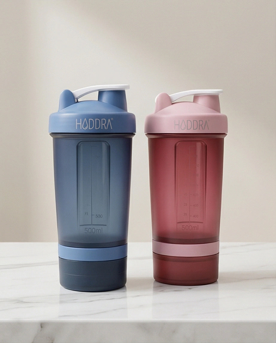 Coqueteleira com 2 Compartimentos 500ml Hiddra – AZUL