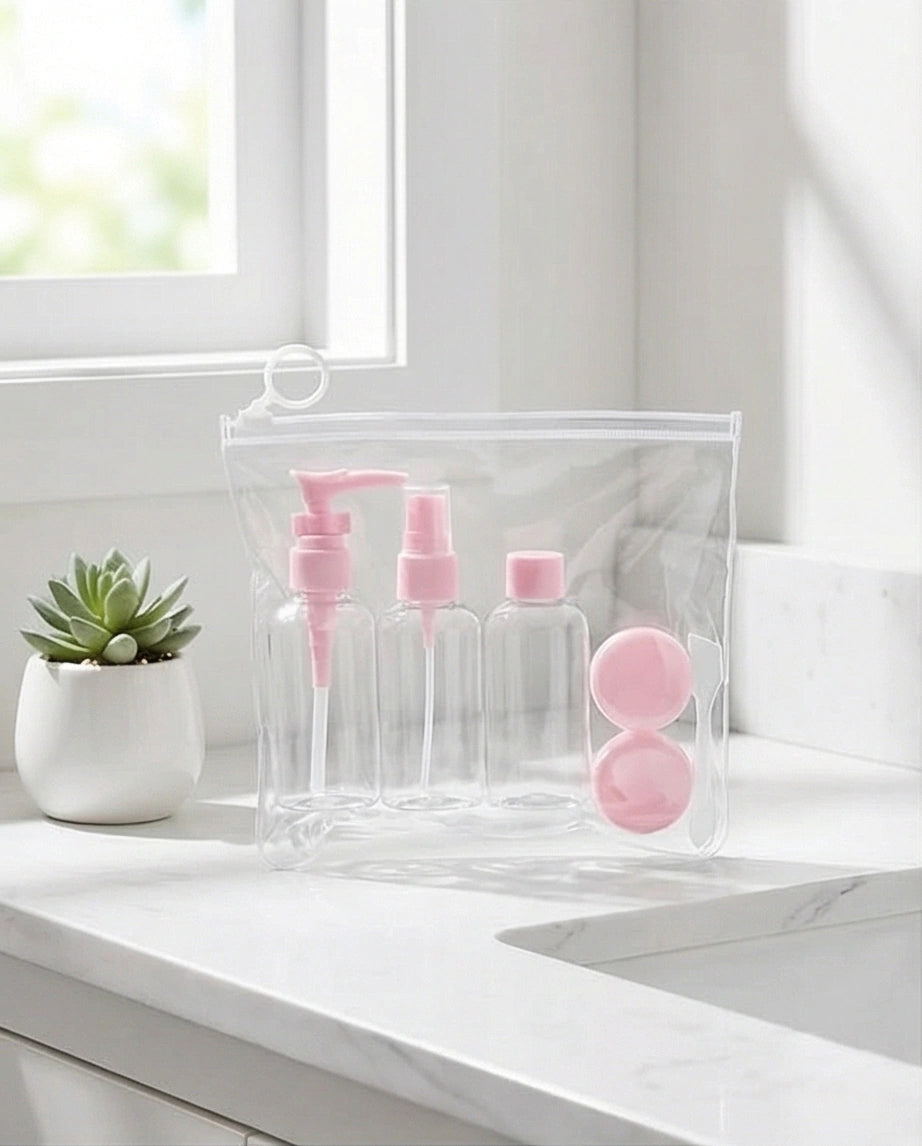 Kit Viagem com 6 Peças + Necessaire - Rosa