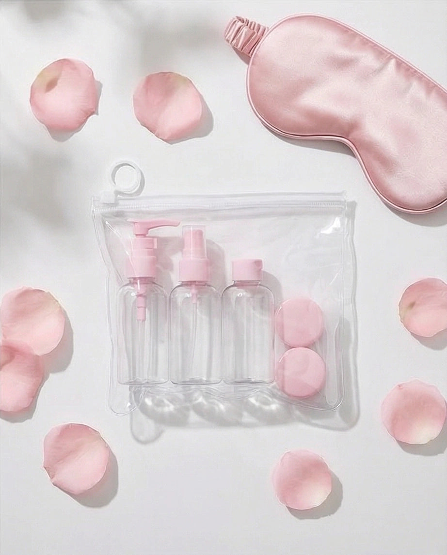 Kit Viagem com 6 Peças + Necessaire - Rosa