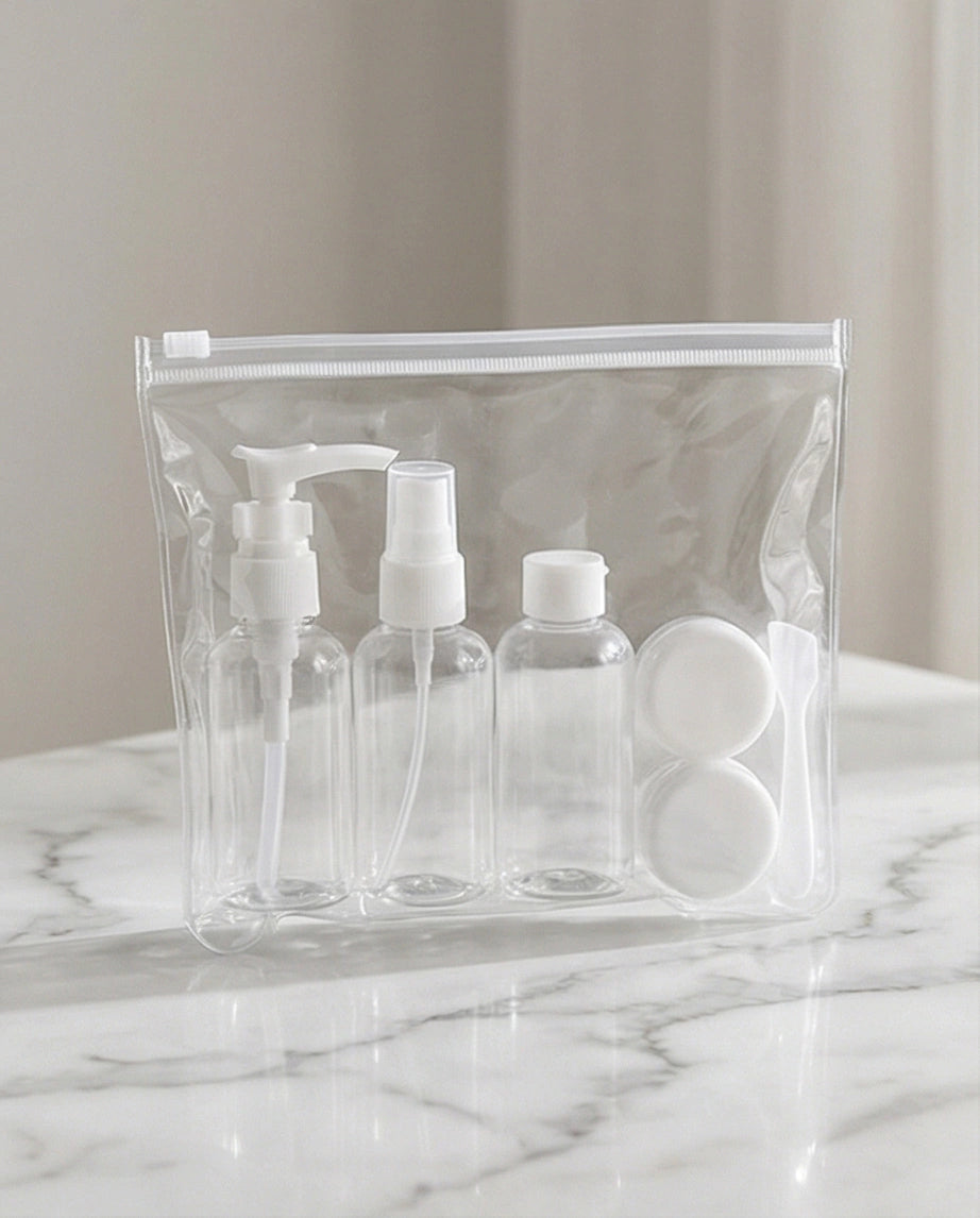 Kit Viagem Com 6 Peças + Necessaire Ziplock - Branco