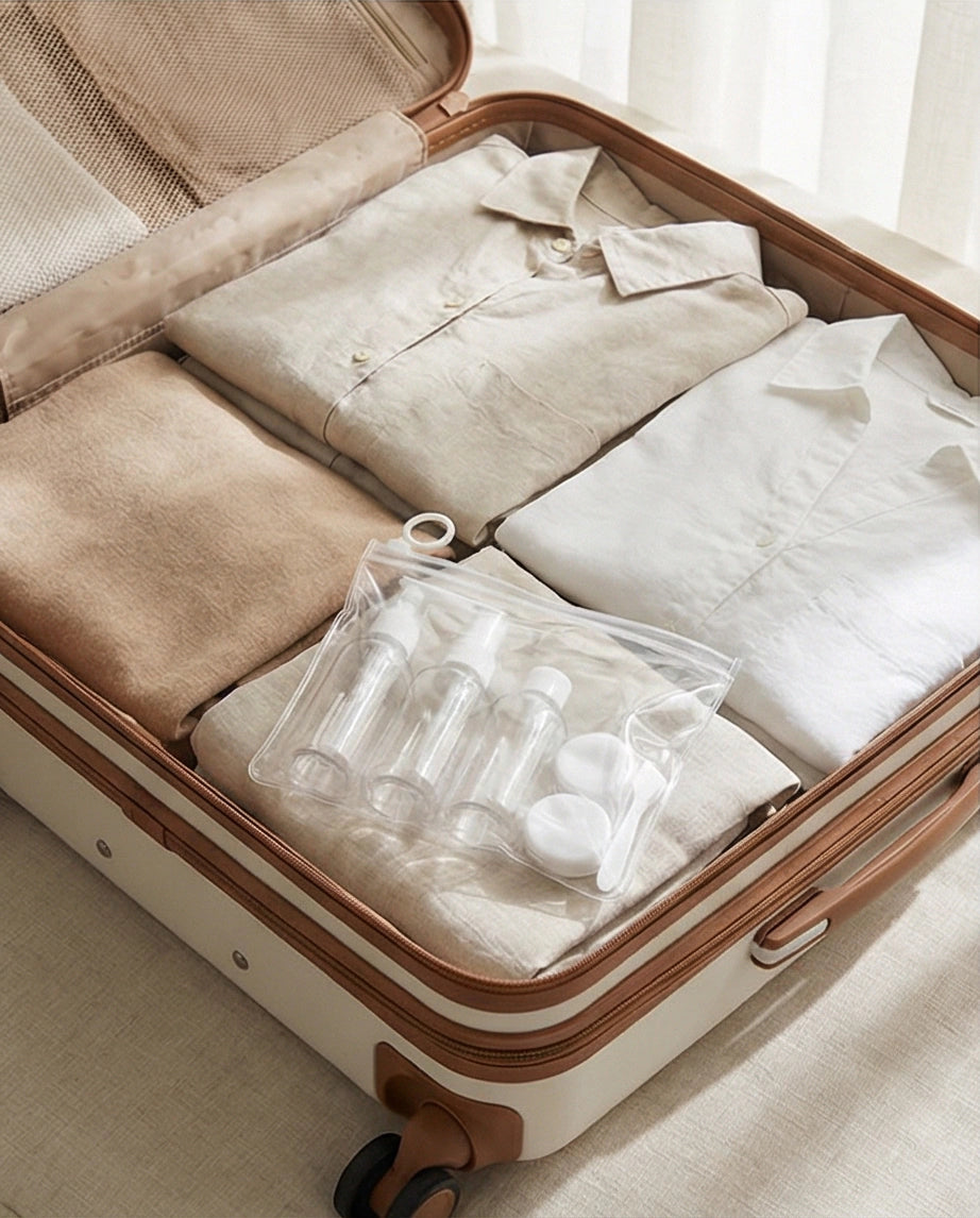Kit Viagem Com 6 Peças + Necessaire Ziplock - Branco