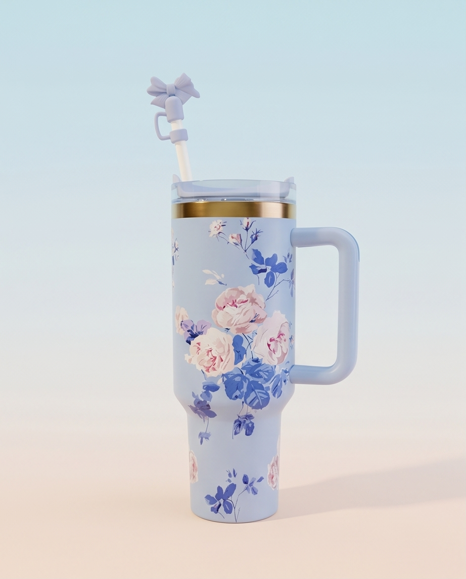 Copo Térmico 1200ml Coleção Jardim Secreto Hiddra - AZUL