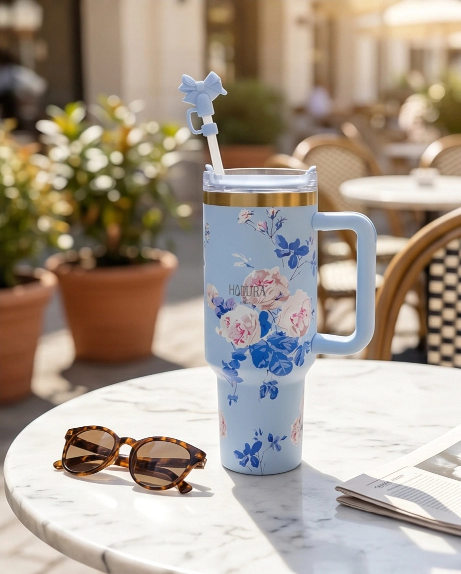 Copo Térmico 1200ml Coleção Jardim Secreto Hiddra - AZUL