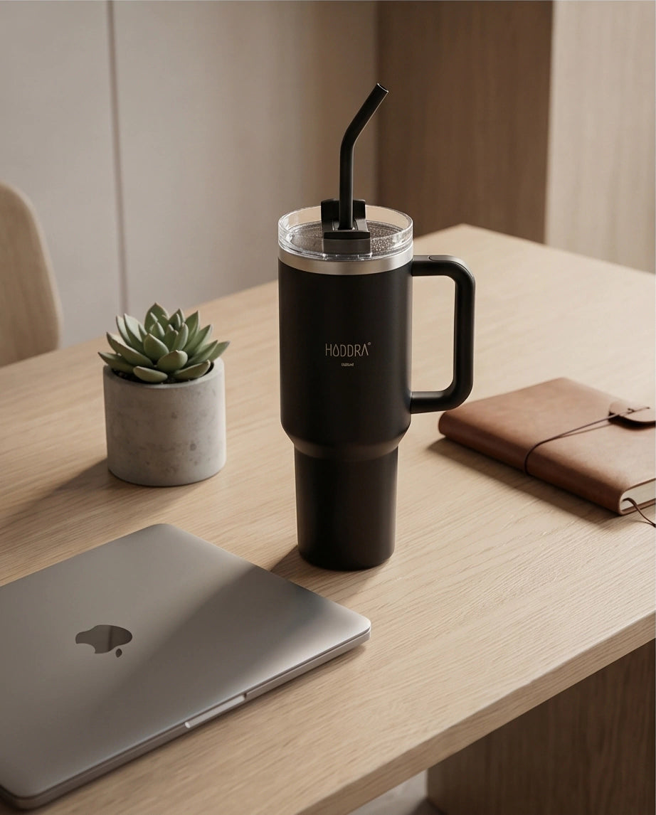 Copo Térmico com Canudo INOX Hiddra 1200ml - Preto