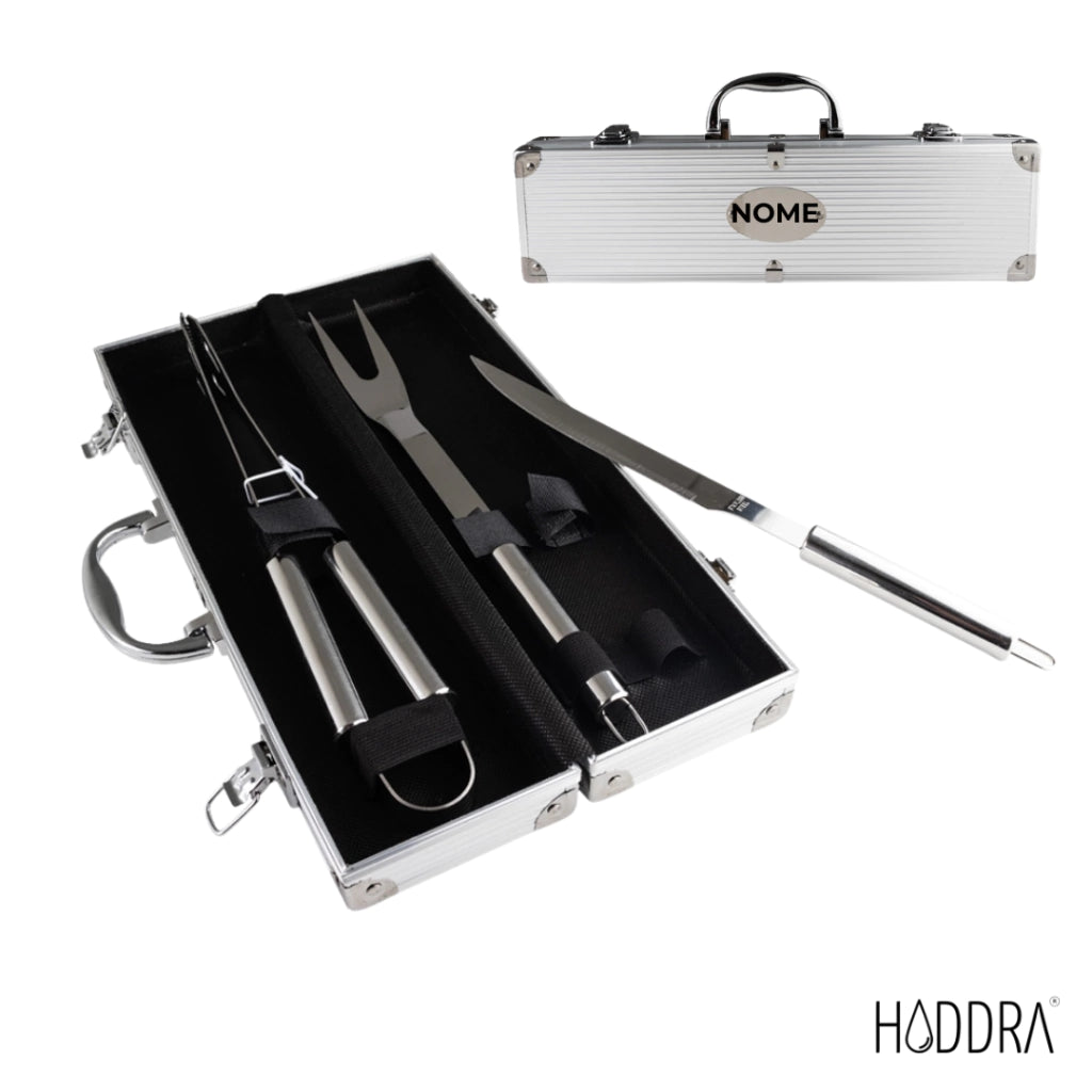 Kit Churrasco 3 Peças Com Maleta de Alumínio