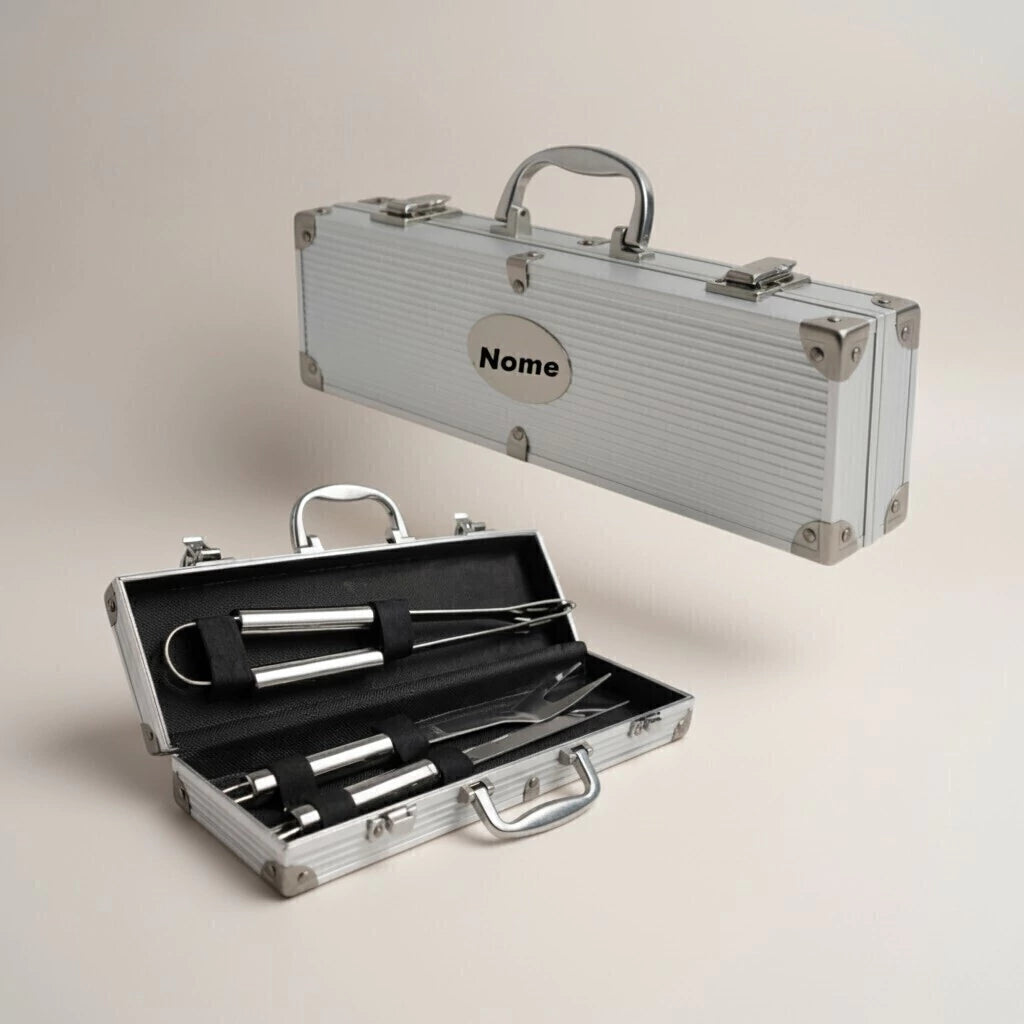 Kit Churrasco 3 Peças Com Maleta de Alumínio
