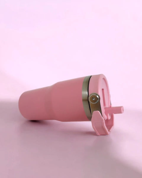 Copo Térmico Hiddra 600ml com Alça e Canudo - Rosa