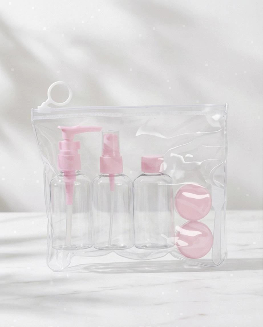 Kit Viagem com 6 Peças + Necessaire - Rosa