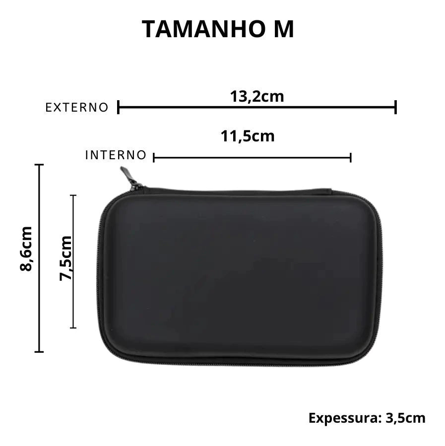 Case Retangular Estojo Organizador | Tamanho M - Preto